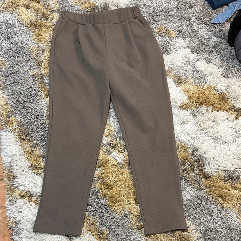SHEIN Taupe PETITE Trousers High Waist